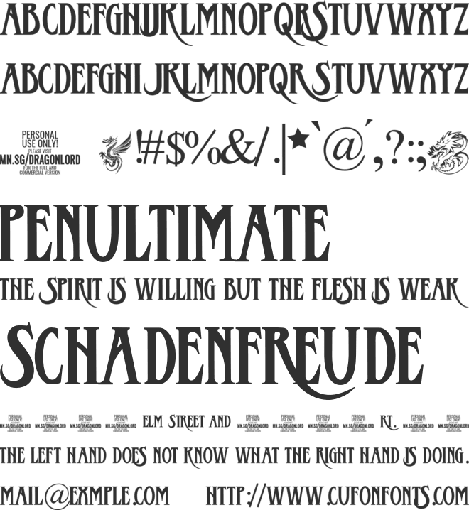 Dragonlord PERSONAL USE ONLY font preview