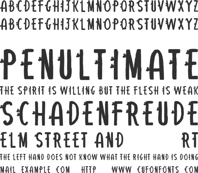 French Hearts font preview