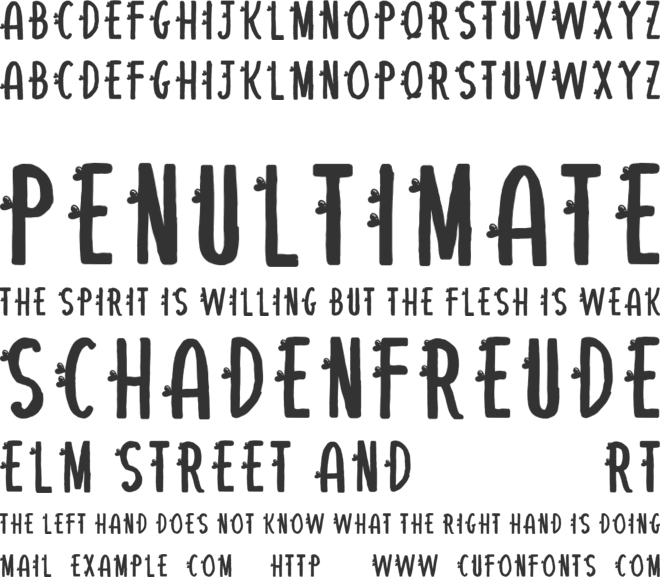 French Hearts font preview