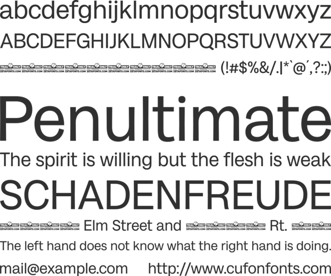 Milligram Trial font preview