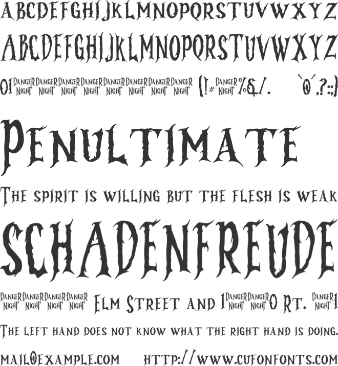 Danger Night - Personal Use font preview