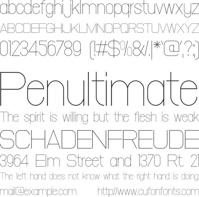 Volpedo Thin font preview