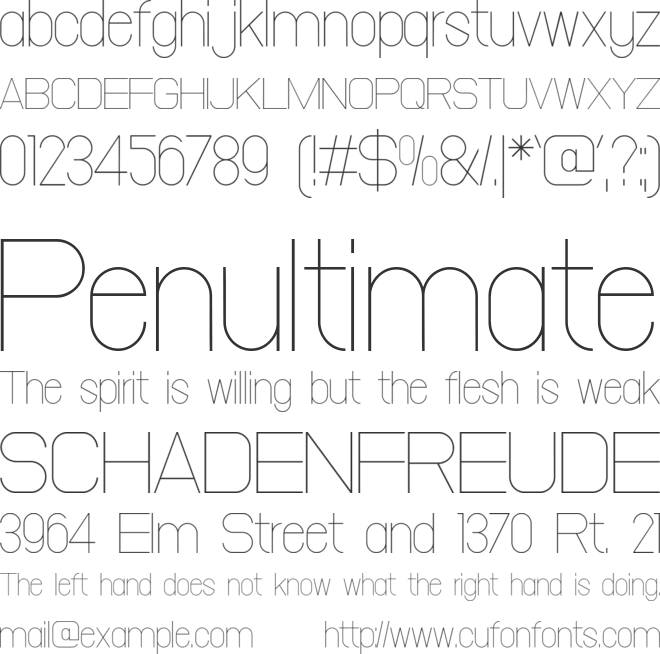 Volpedo Thin font preview