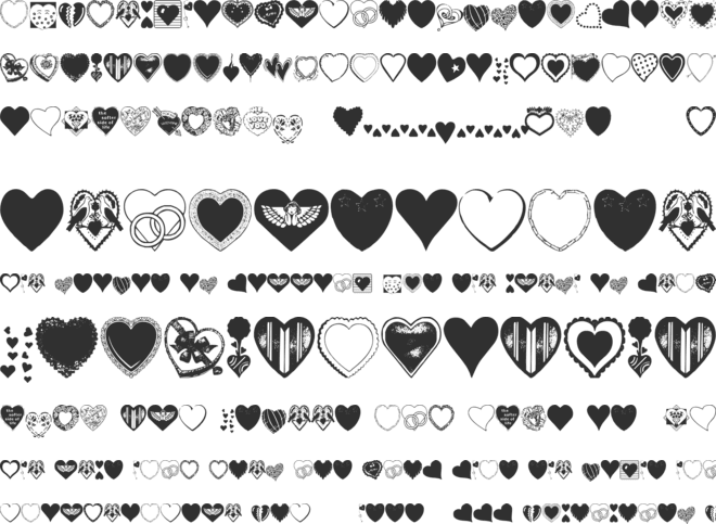 Hearts Galore font preview