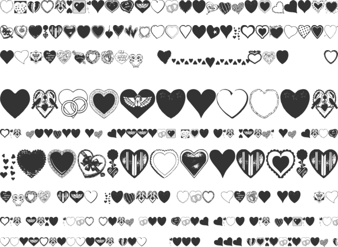 Hearts Galore font preview