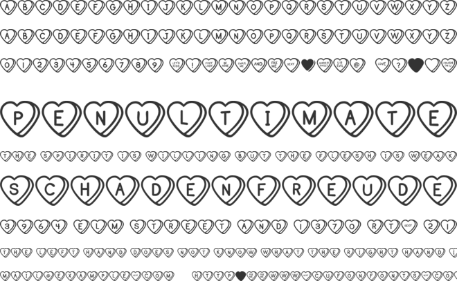 Sweat Hearts BV font preview