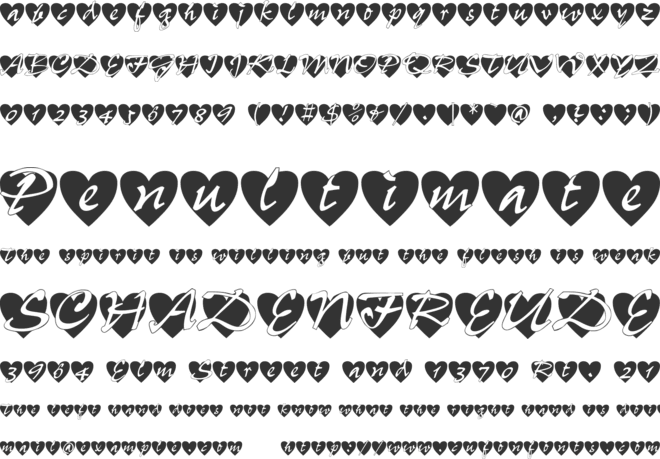 All Hearts font preview