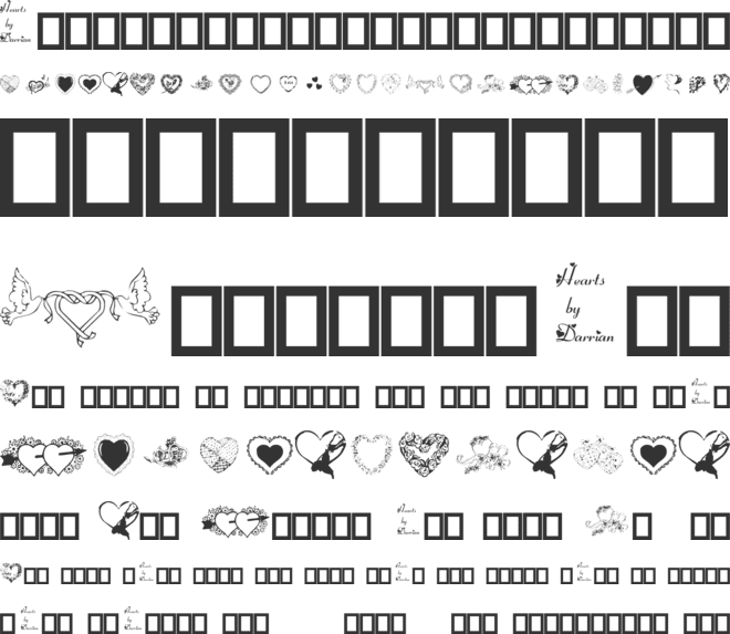 Hearts by Darrian font preview