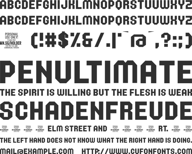 Holder  PERSONAL USE ONLY font preview