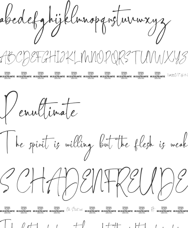 Alpha Danthe PERSONAL USE font preview