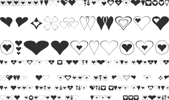 Hearts for 3D FX font preview