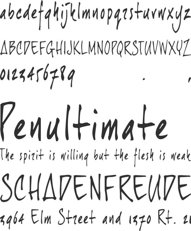 joeHand 1 font preview