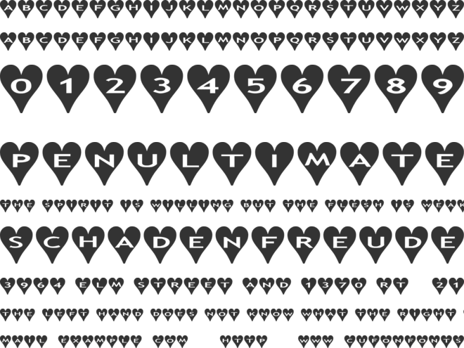 AlphaShapes Hearts font preview