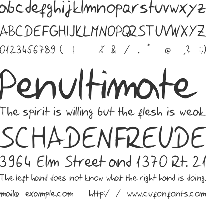 Jelusic Rukopisni font preview