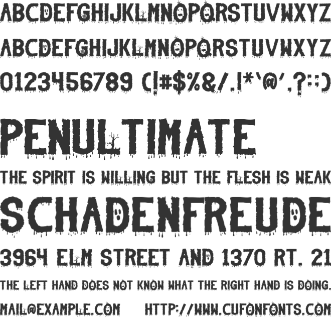 Scream Halloween font preview