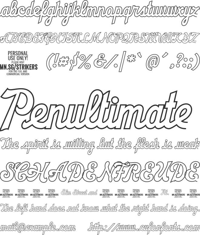 Strikers Outline PERSONAL font preview
