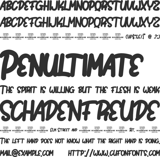 Bomb Da Gone PERSONAL USE ONLY font preview