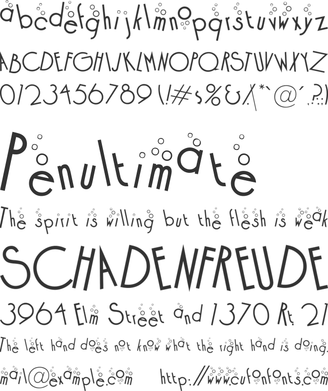 Cocktail Bubbly font preview