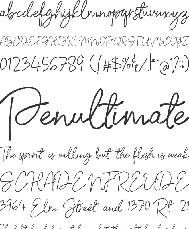 SignatureLetters font preview