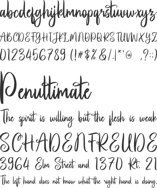 Greetings font preview