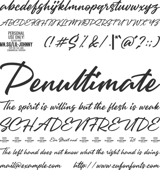 Lil Johnny PERSONAL USE ONLY font preview