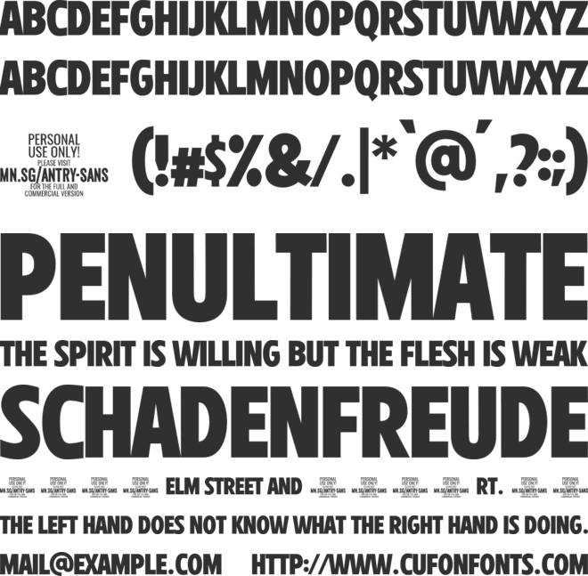 Antry Sans PERSONAL USE ONLY font preview