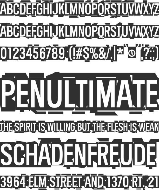 Pent-Up Rage font preview