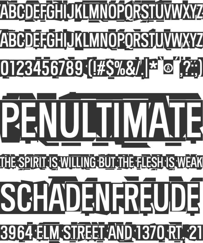 Pent-Up Rage font preview