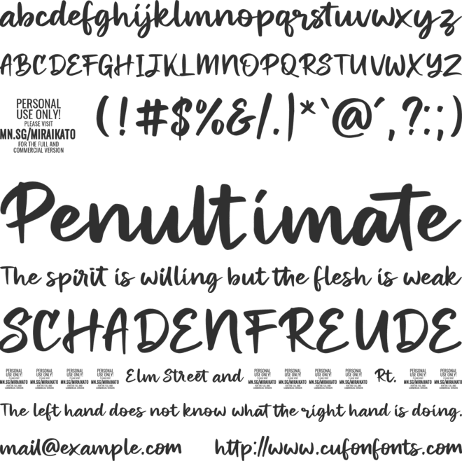 Miraikato Script PERSONAL USE font preview