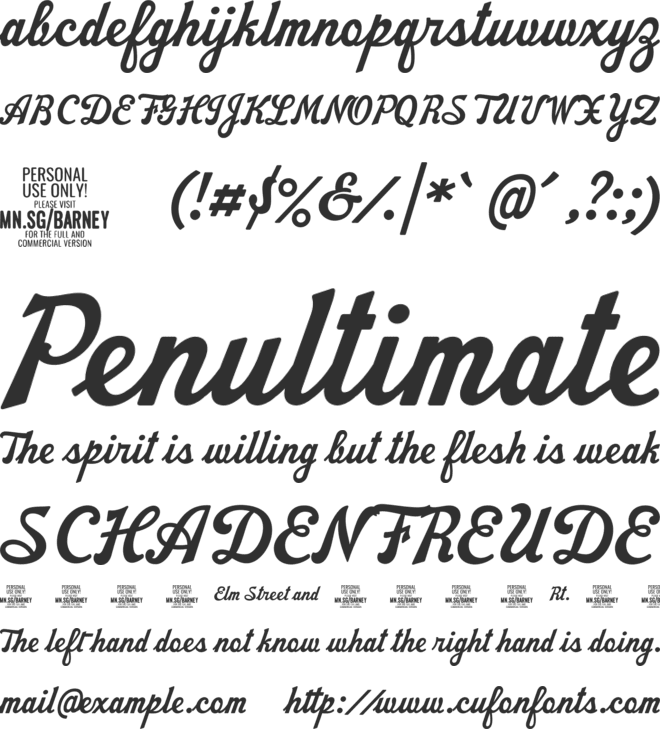 Barney Rounded PERSONAL USE font preview