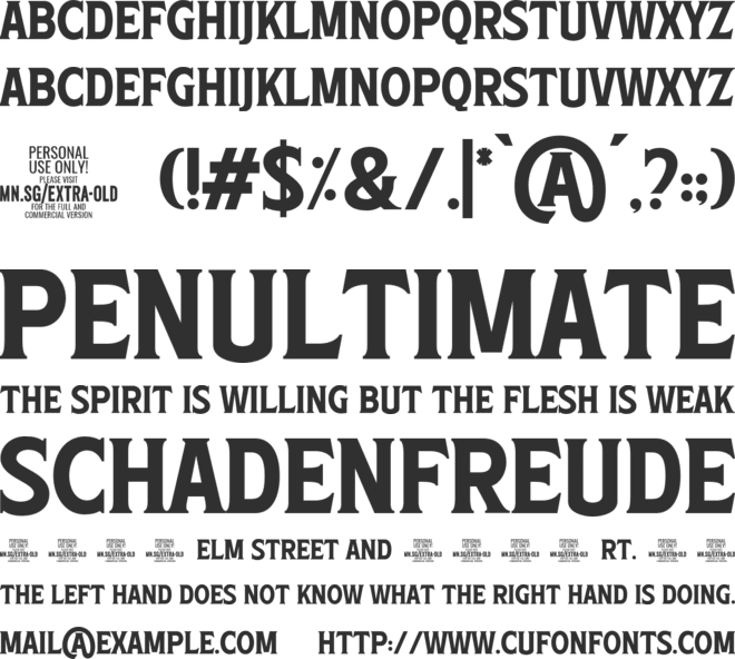 Extra Old PERSONAL USE font preview