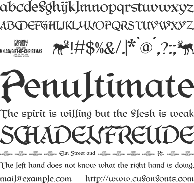 Gift Of Christmas PERSONAL USE font preview