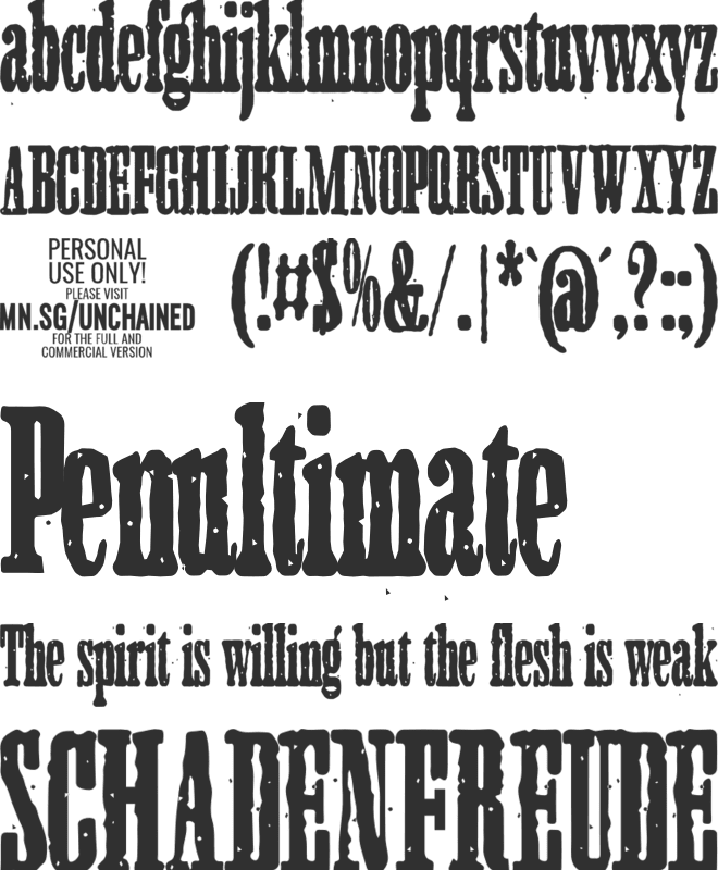 Unchained Rough PERSONAL USE font preview