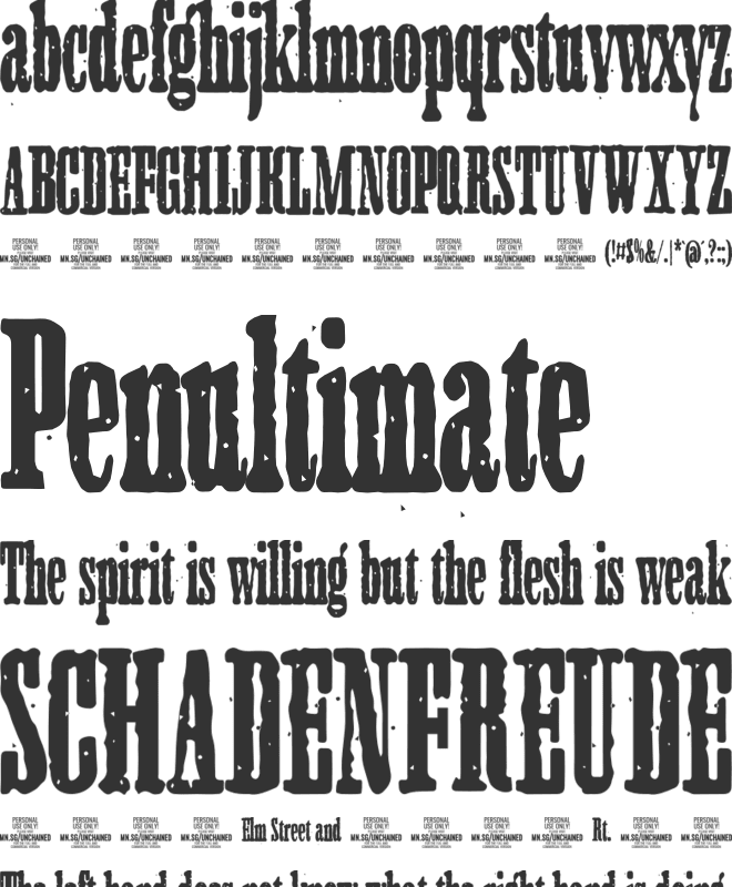 Unchained Rough PERSONAL USE font preview