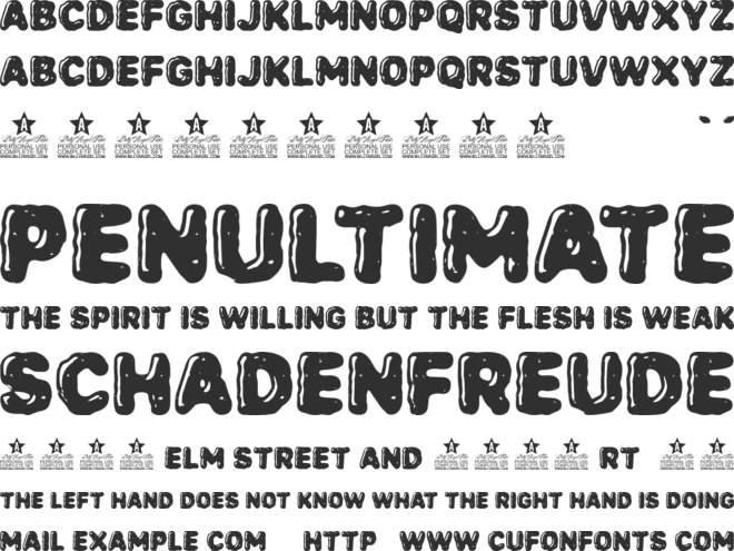 JELLYJAM PERSONAL USE font preview