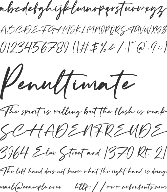 CadillacSignature font preview