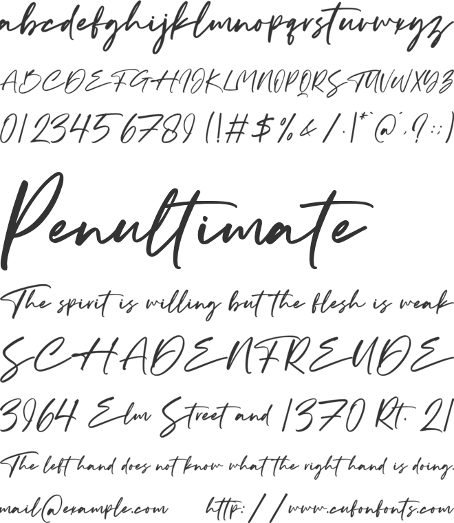 CadillacSignature font preview