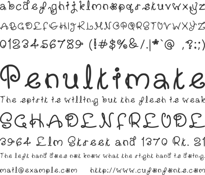 Hollies Whimsy font preview
