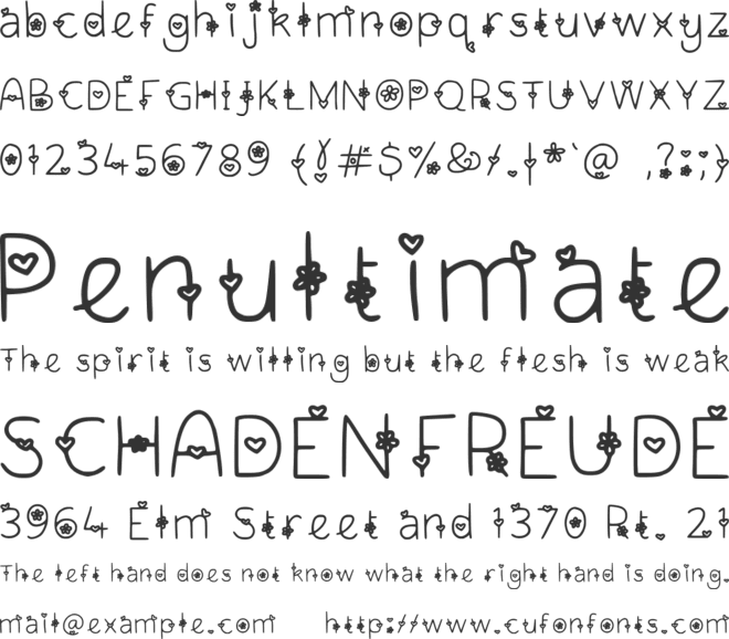 Hollies Too Much Love font preview