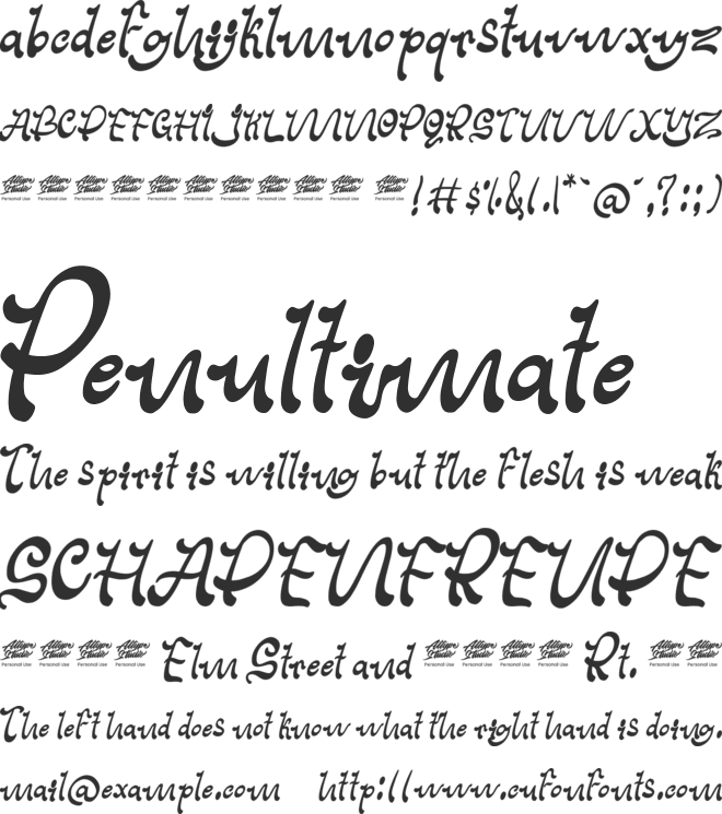 Arimalia font preview