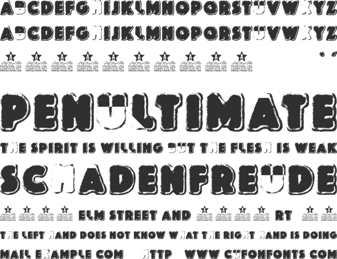 JELLYPIE PERSONAL USE font preview