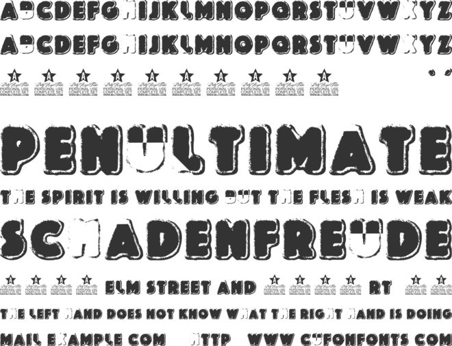 JELLYPIE PERSONAL USE font preview