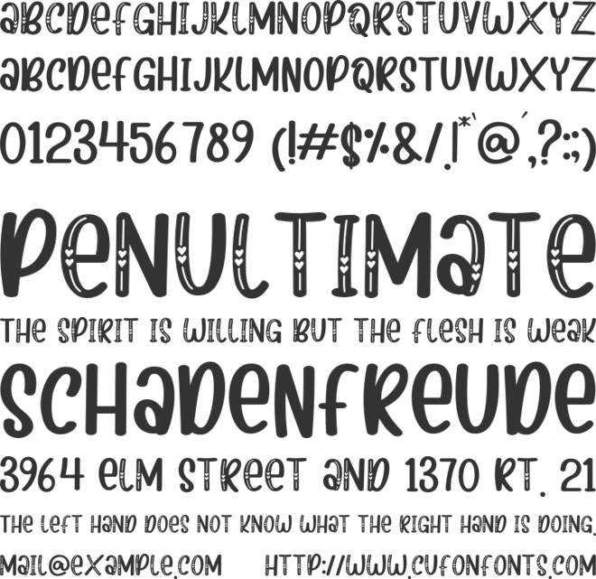 Beauty heart font preview