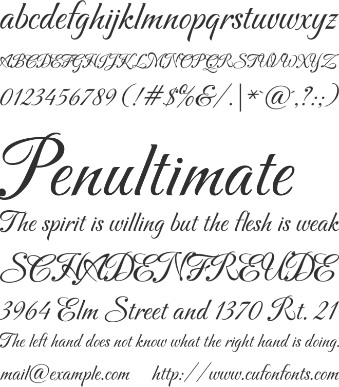 Carattere font preview