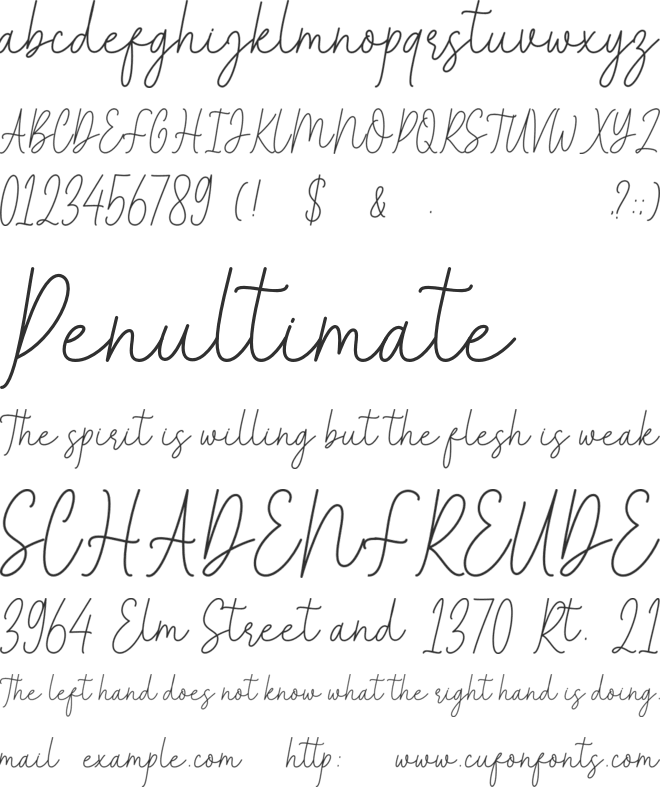 The ending font preview