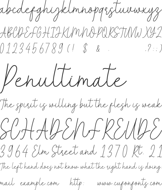 The ending font preview