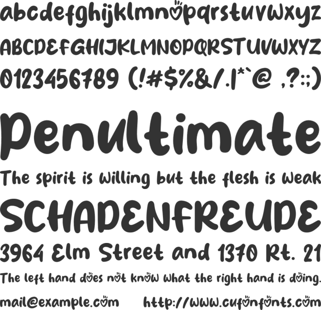 Huglove font preview