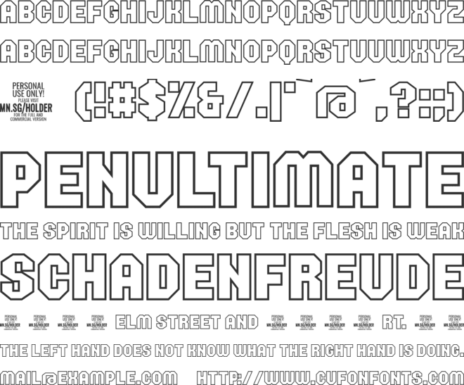 Holder Outline PERSONAL USE ONLY font preview