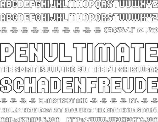 Holder Outline PERSONAL USE ONLY font preview