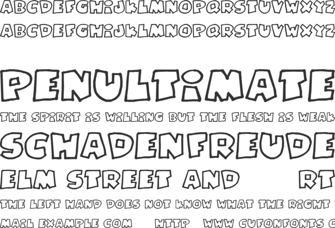 Pizzadude Fat Outline font preview
